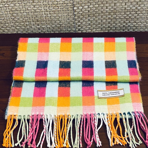 Accessories - 🌟HP🌟Cashmere Neon Checkered Scarf Made in Italy
